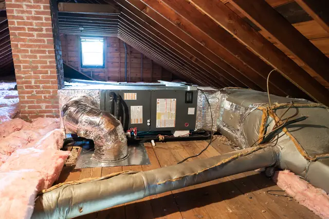 Ductwork and insulation installed in a home's attic