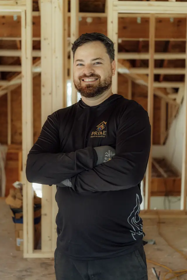 Prime technician on a framing job site